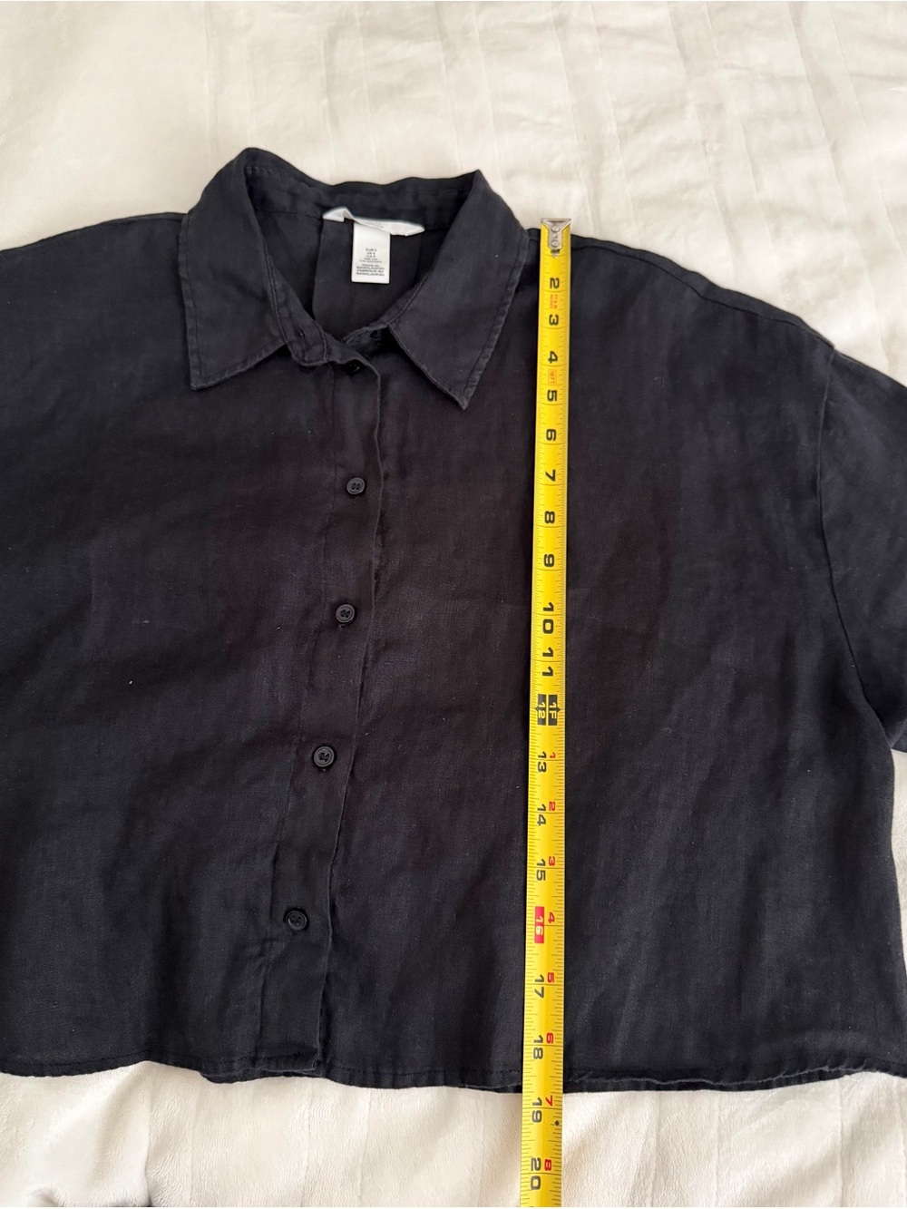 H&M Black Linen Short-Sleeve Button Shirt - Picture 4 of 6